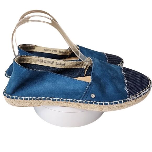 Sam Edelman- Krissy Leather Suede Mixed Media Canvas Espadrille Flats, Size 8 - Picture 8 of 13